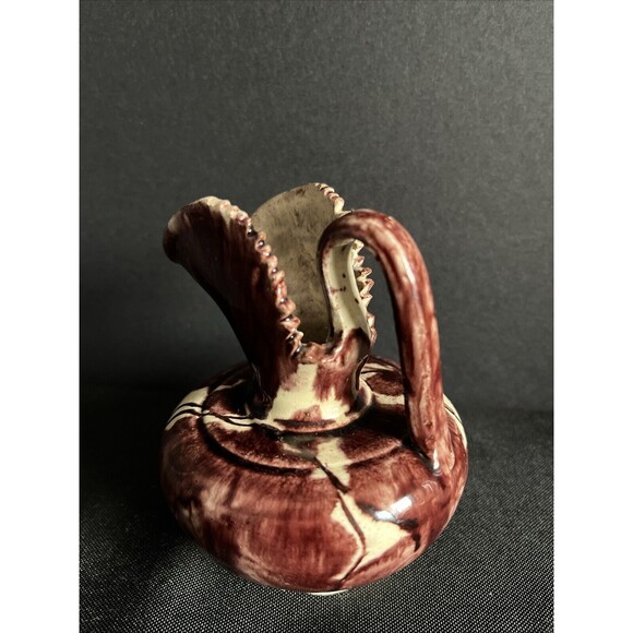 Vintage Mexican Dripware Pottery Sawtooth Miniature Pitcher Oaxaca Mexico - Picture 2 of 11